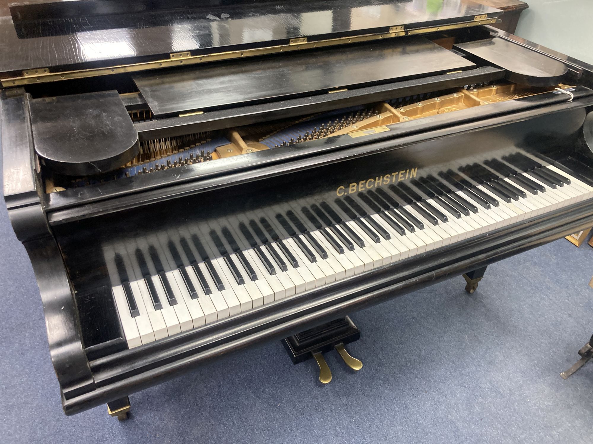 A Bechstein ebonised cased boudoir grand piano, c.1901, length 198cm